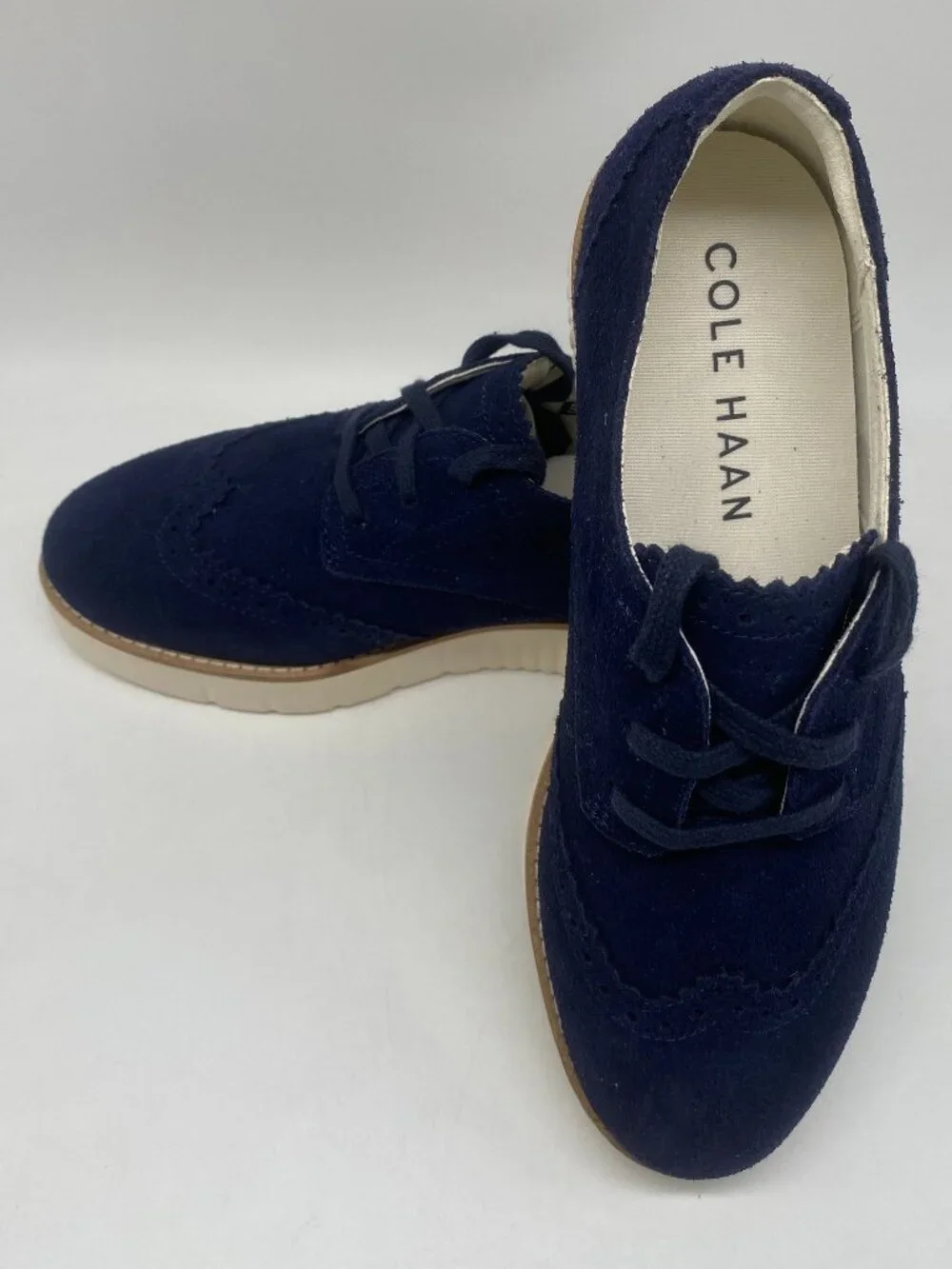 COLE HAAN GRAND CITY PLATFORM OXFORD NAVY SUEDE US WOMEN SIZE 6B